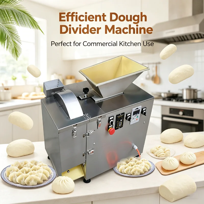 Food Processing Plants to Divide Different Dough Pieces. Steamed   Bun Dough Divider. Rounder Machine