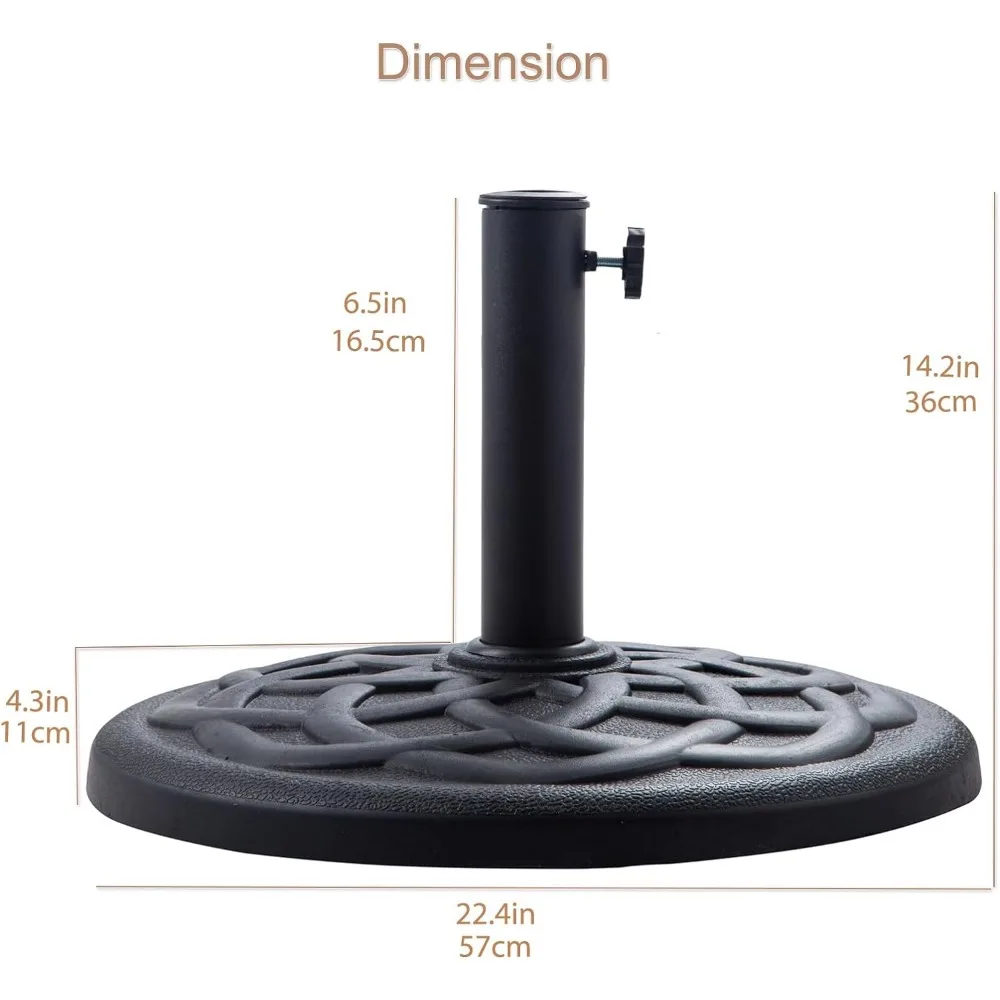 Support de base rond pour parasol de table extérieur, marché, noir, rapDuty, 42 lb