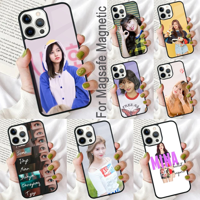 TWICE mina momo sana Magnetic Soft Phone Case for iPhone 16 Promax 15 Pro 13 14 Plus 11 12 Mini MagSafe Coque