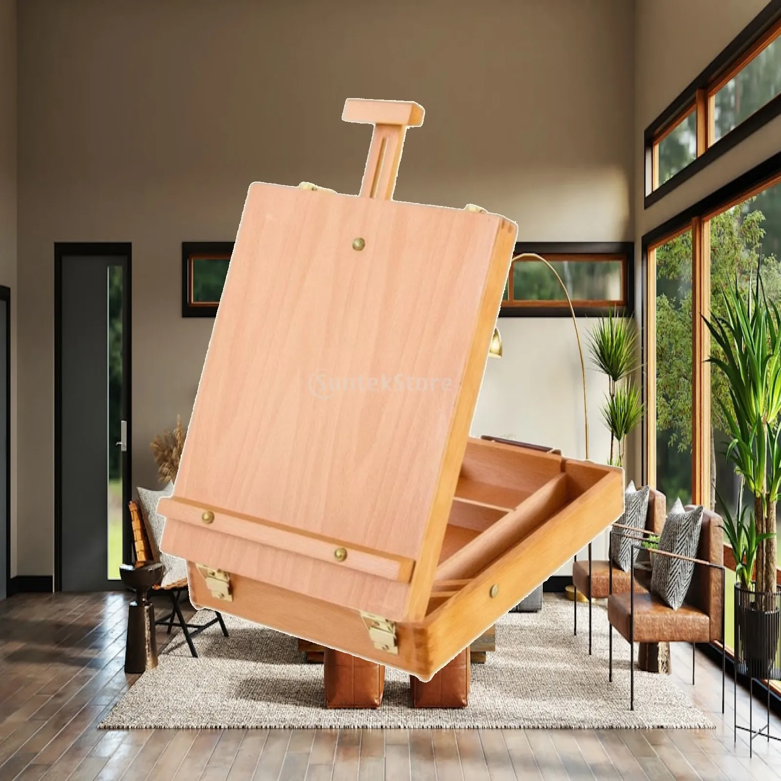 Wooden Sketchbox Easel Sturdy Sketchbox Easel Long-Lasting Secure for Artists, Travel, Studio