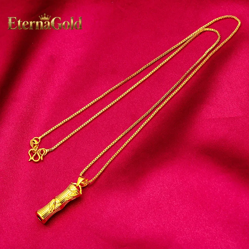 

EternaGold Bamboo Necklace Women's 24K Gold AU999 - Understated slim bamboo, luxury 24K, matches cheongsam & shirts
