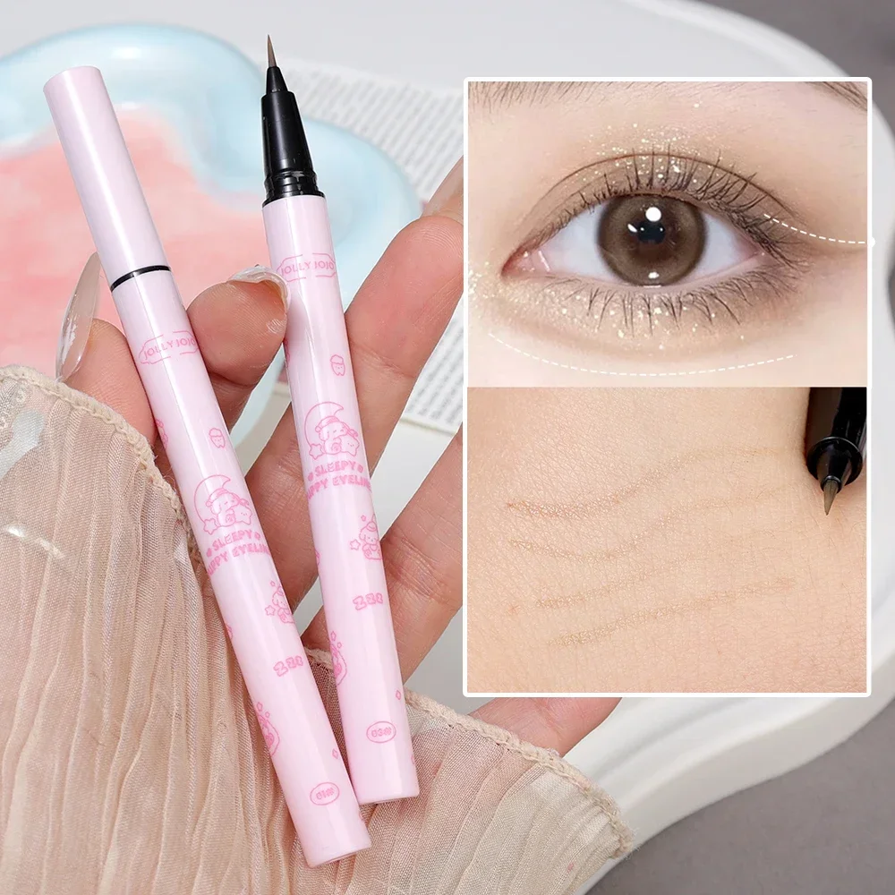 Penna per ciglia Eyeliner liquido opaco Ultra sottile impermeabile senza sbavature duraturo nero marrone sdraiato baco da seta Eye Liner occhi trucco