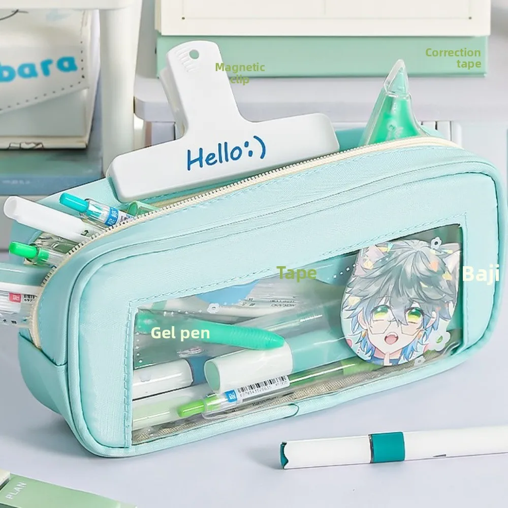 PVC Y2K Stationery Bag Flower Desktop Storage Korean Style Pencil Case Cosmetics Card Pen Ins Style Cloth PVC Pencil Pouch