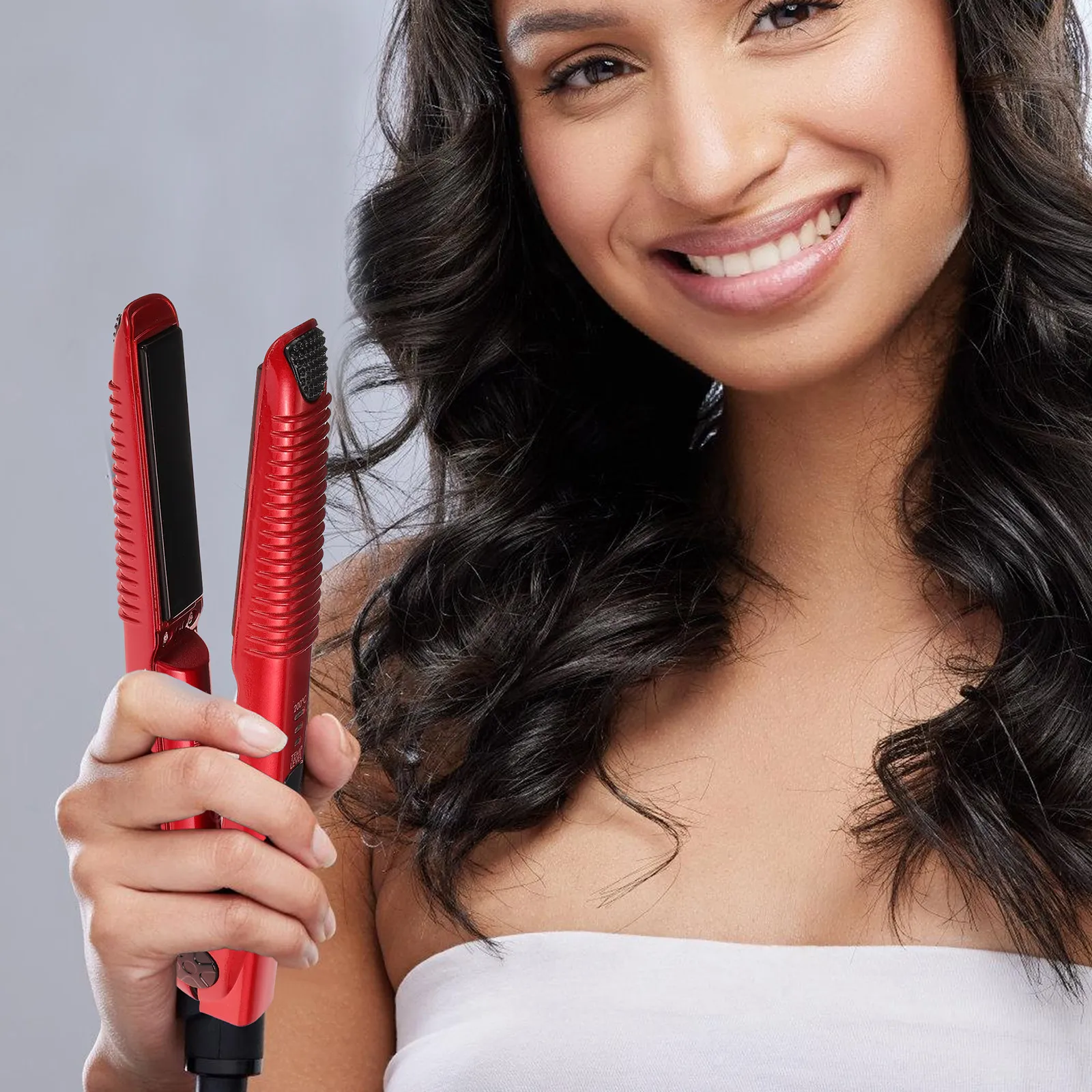 

Cordless Small Rechargeable Hair Straightener Curler 3 Temperature Modes Travel USB Styling Tool for Women Men