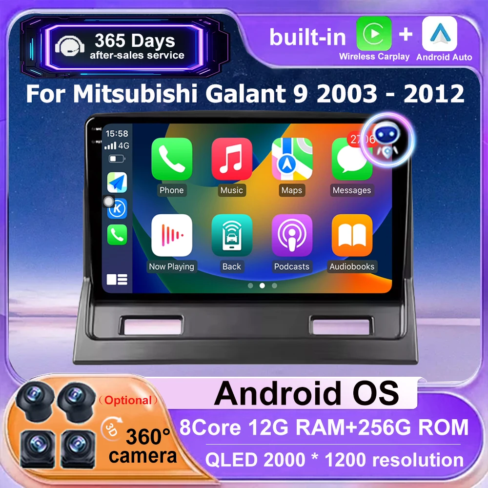 

Car Radio GPS Navigation Multimedia Player Stereo QLED Screen For Mitsubishi Galant 9 2003 - 2012 Android Auto Carplay WIFI 9''