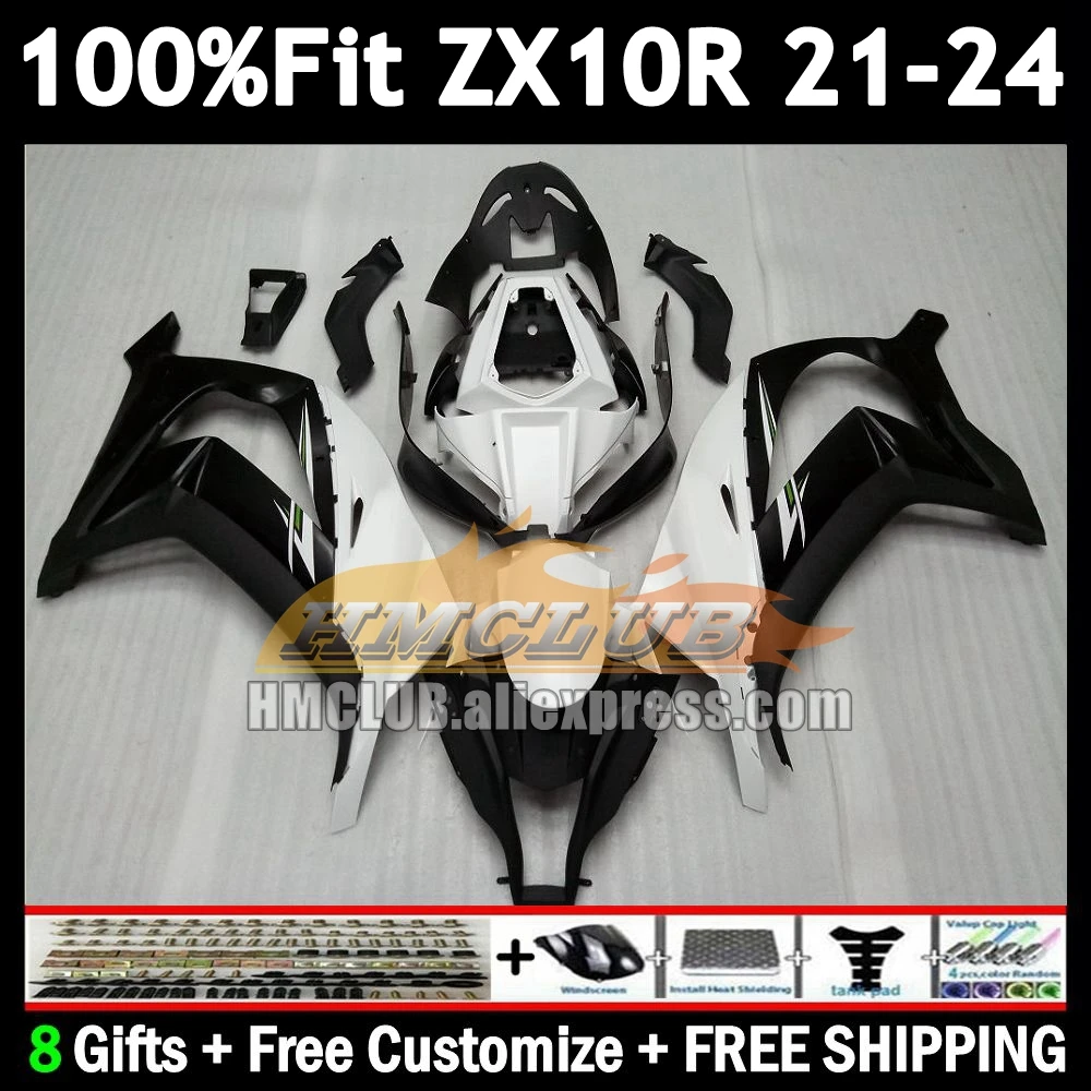 Injection Body For KAWASAKI NINJA ZX-10R ZX 10R 10 R 2021 2022 black white 2023 2024 172No.16 ZX1000 ZX10R 21 22 23 24 Fairing