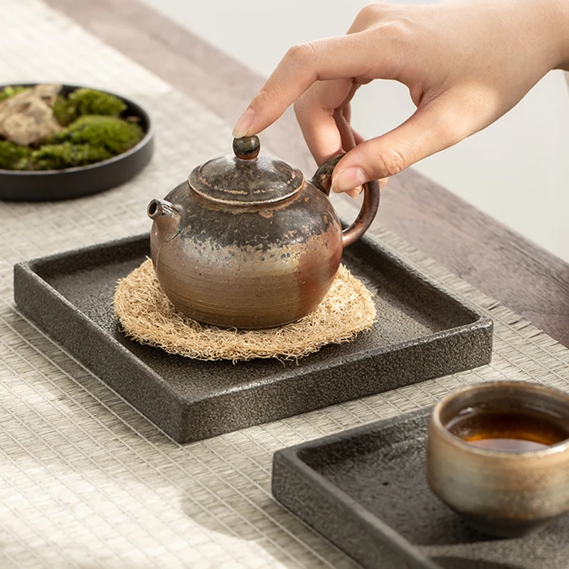 Tea Tray Stone Chinese Tea Set Kungfu Table Square Storage Tray Teaware ​Plate Teapot Saucer Home Decorative Office Accessorie