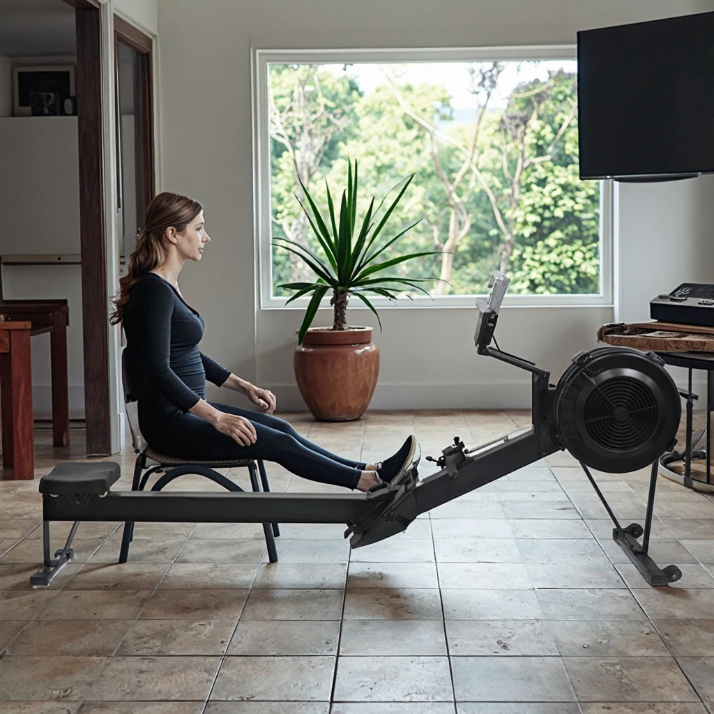 Custom Logo Foldable Air Rower, 8/16 Levels, ABS-Aluminum Frame, Ergonomic Design & Digital