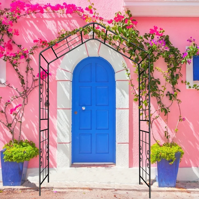 

Metal Garden L56.3'' W16.93'' X H94.5'' Climbing Plants Support Rose Arch Outdoor Black