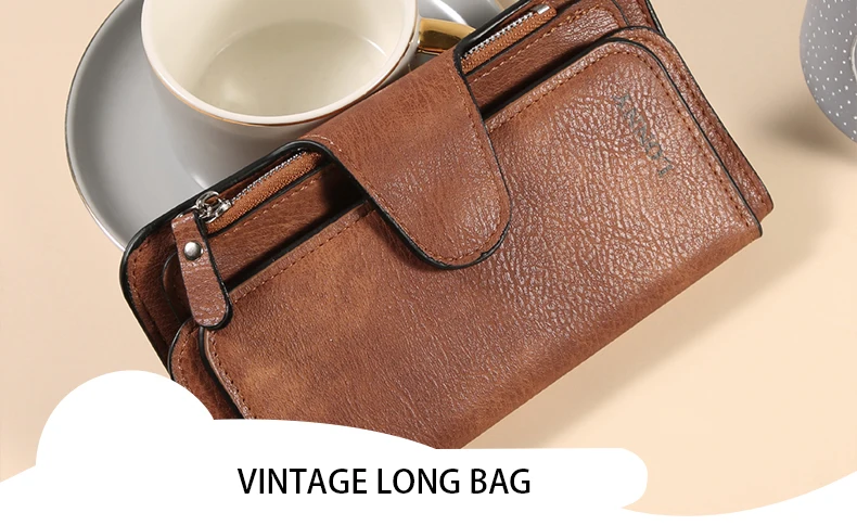 Damen-Geldbörse, dreifach gefaltet, lang, aus Wildlederimitat (PU), mit Druckknopfverschluss und Reißverschluss, viele Kartenfächer, großes Fassungsvermögen, Damen-Clutch-Geldbörse. – Detail 1