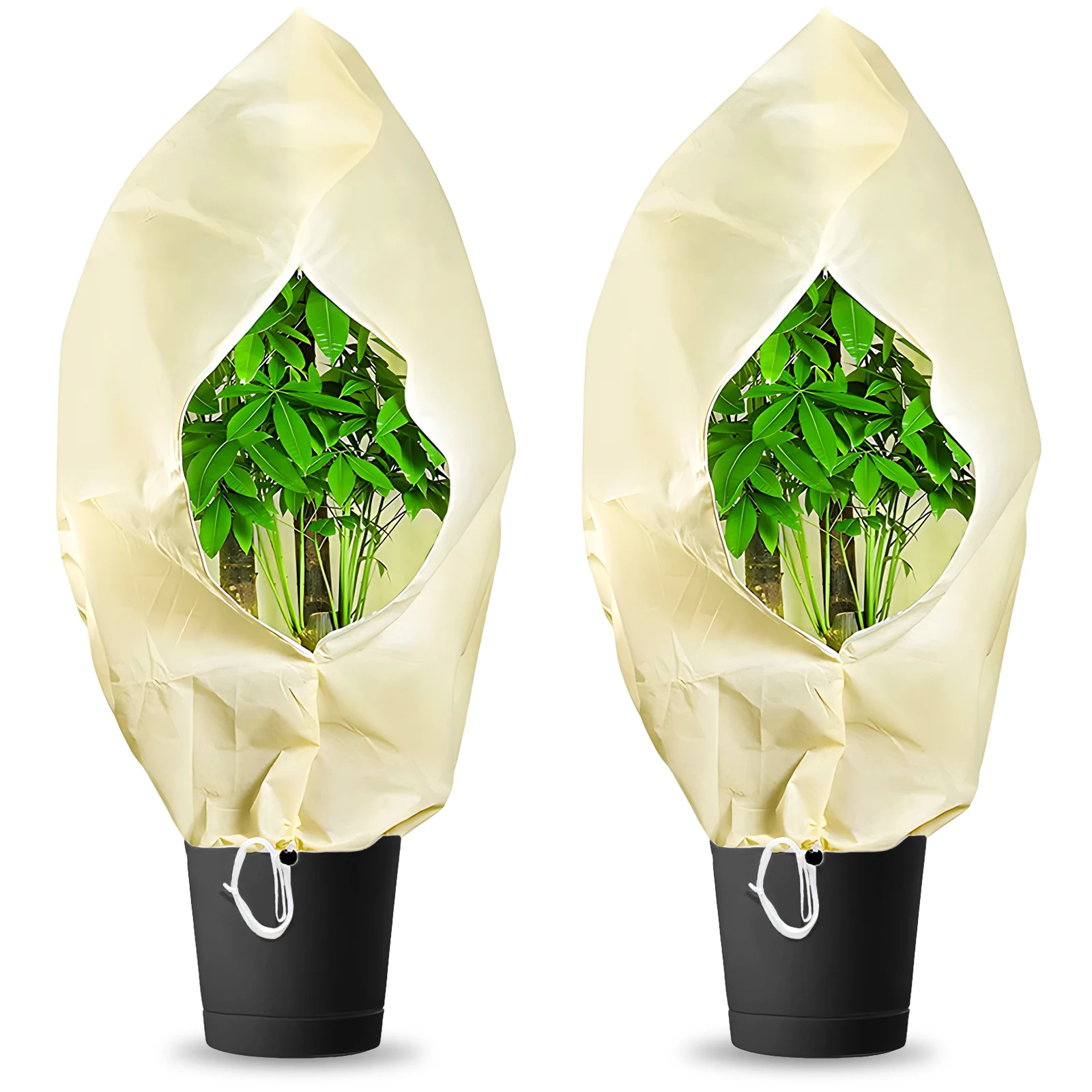 

2pieces Plant Covers Powerful Function For Winter Plant Protection Zip And Drawstring Pot Plant Bag