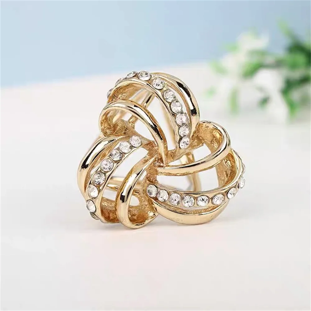 Clothes Corner Knot Button CZ Multi-Ring For Women Shirt Hem T-shirt Zircon Scarf Buckle Clothing Decoration Jewelry Accessories