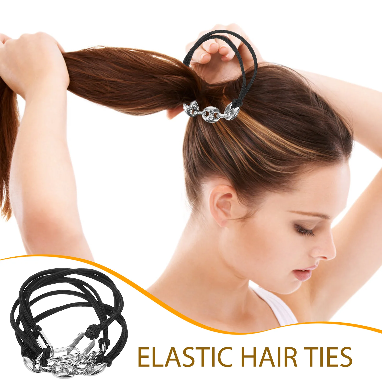 

6pcs Elastic Ponytail Holders Women Girls Bracelet Bands Scrunchies Hair Ties For Yoga Sports Daily Wear Ceremonies Gifts Hair