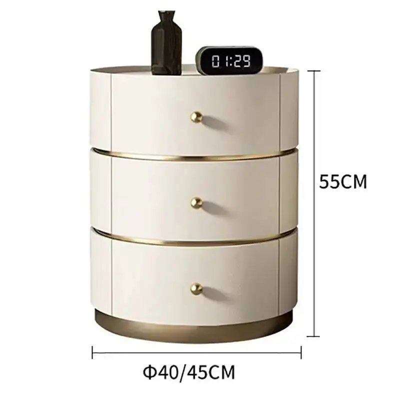 Modern Design Table Aesthetic Night Storage Unique Bedside Cabinet Luxury Round Comodini Camera Da Letto Bedroom Furniture