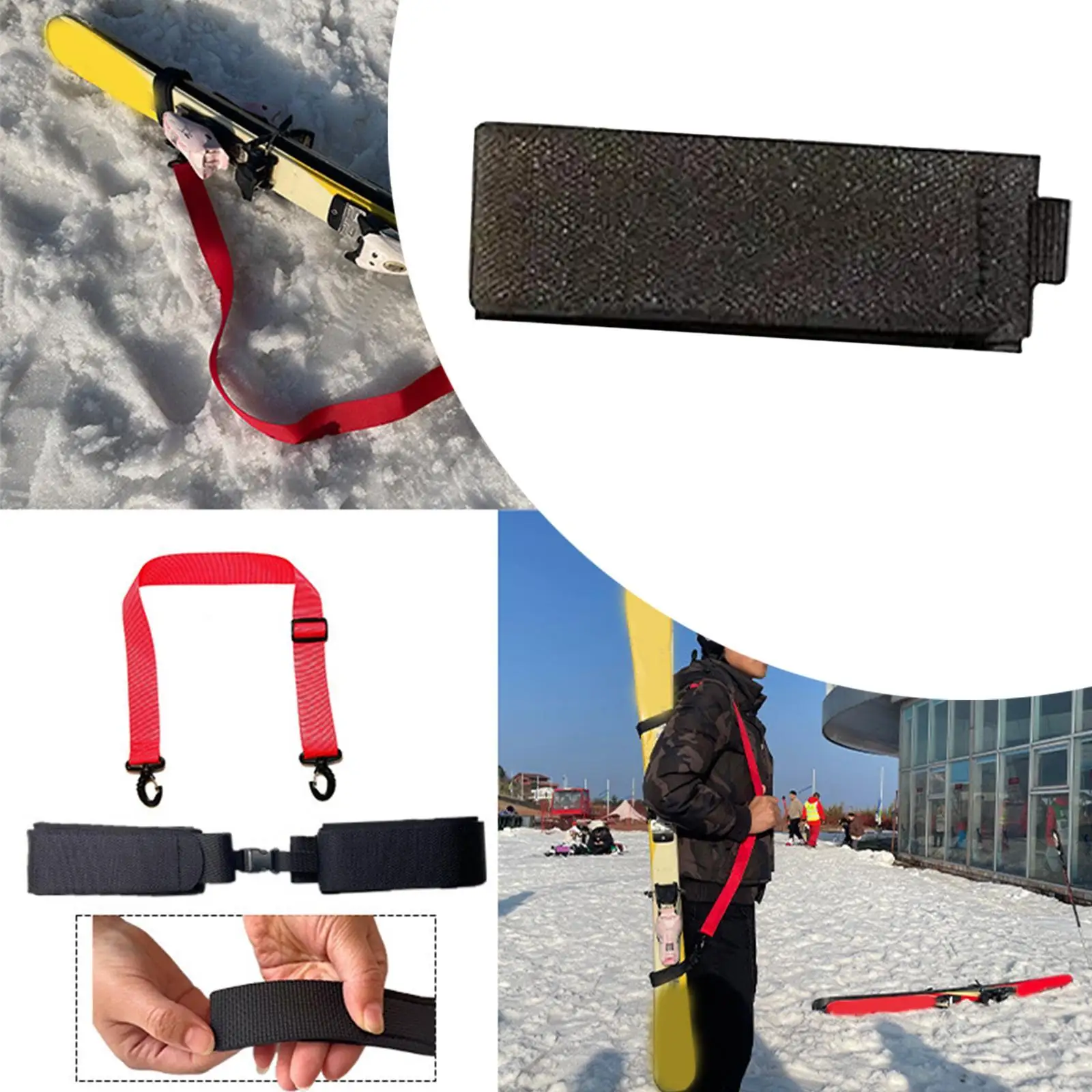 Ski Fastener Strap Portable Ski Bands Tape for Ski Boards Beginners Outdoor