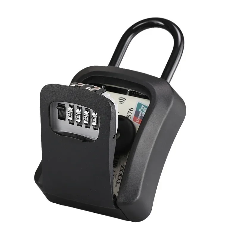 Decoration password key box High-end outdoor metal hook type 4-digit password lock Storage box Key password box