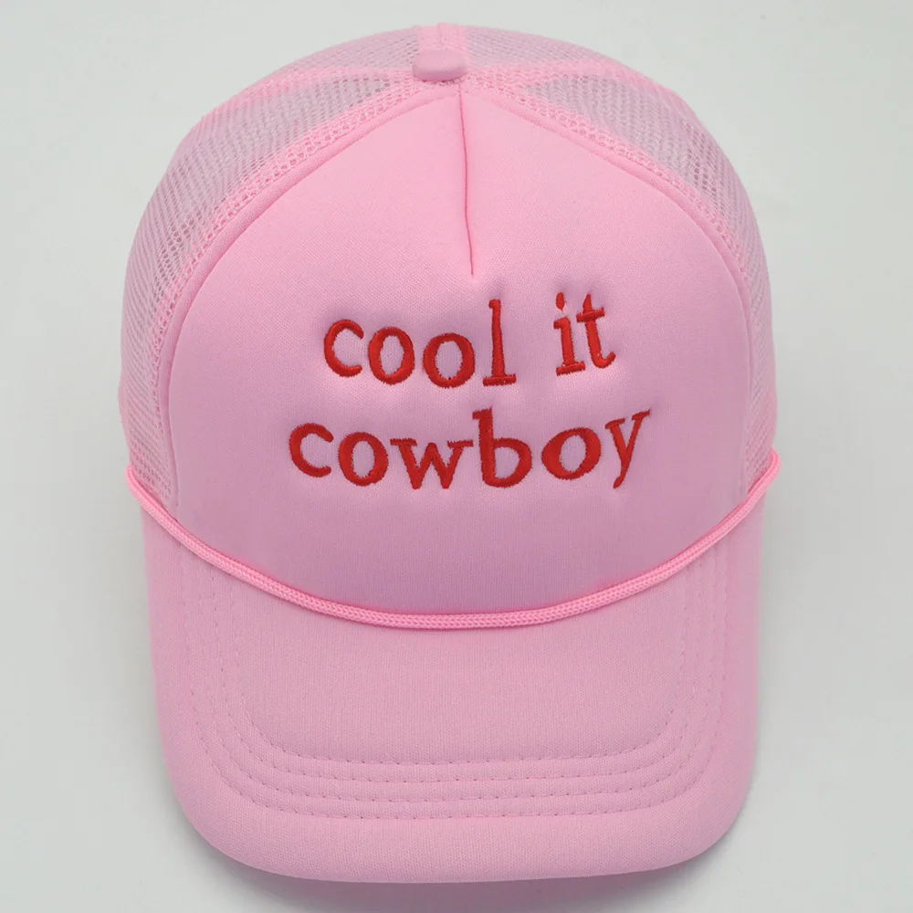 Cool It Cowboy Trucker Hat Baseball Cap Girly Pink Summer Woman Embroider ventilate Mesh Cap Unisex Sun-proof Accessories