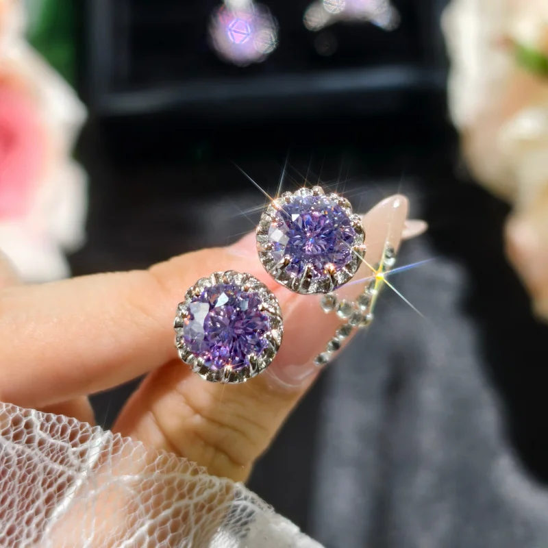 

Цепочка на ключицу со звездным небом, 5 карат, фиолетовый цирконий, роскошная цепочка на ключицу для свидания и ужина, элегантный комплект из трех предметов