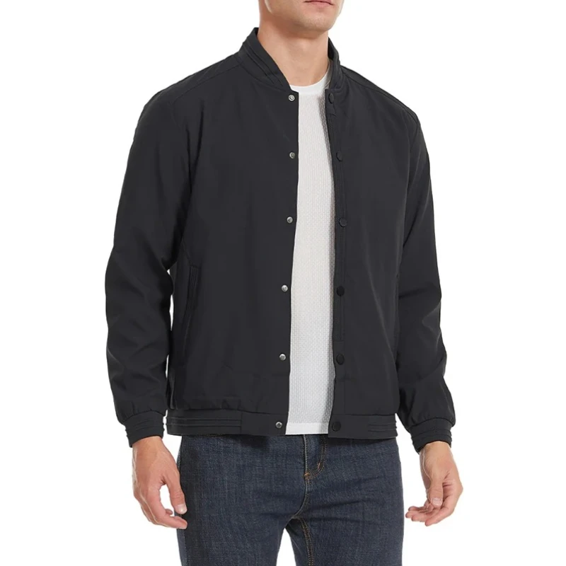 

Plus Size 8XL American Baseball Jacket Men Business Casual Single Breasted Stand Collar Bomber Jackets Trendy Quality Menswear