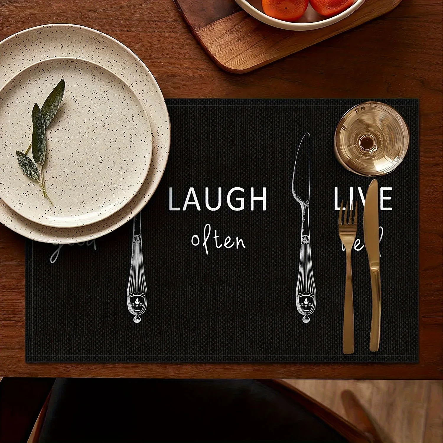 4-Pack Black Placemats, 12X18 Inch, Funny 