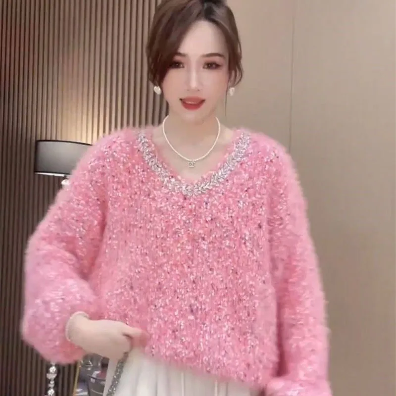 المرأة ربيع الخريف الشتاء موضة تريكو العلوي مسمار الحفر الملونة البولكا نقطة الربط الكورية لينة الدبق سترة البلوز #6