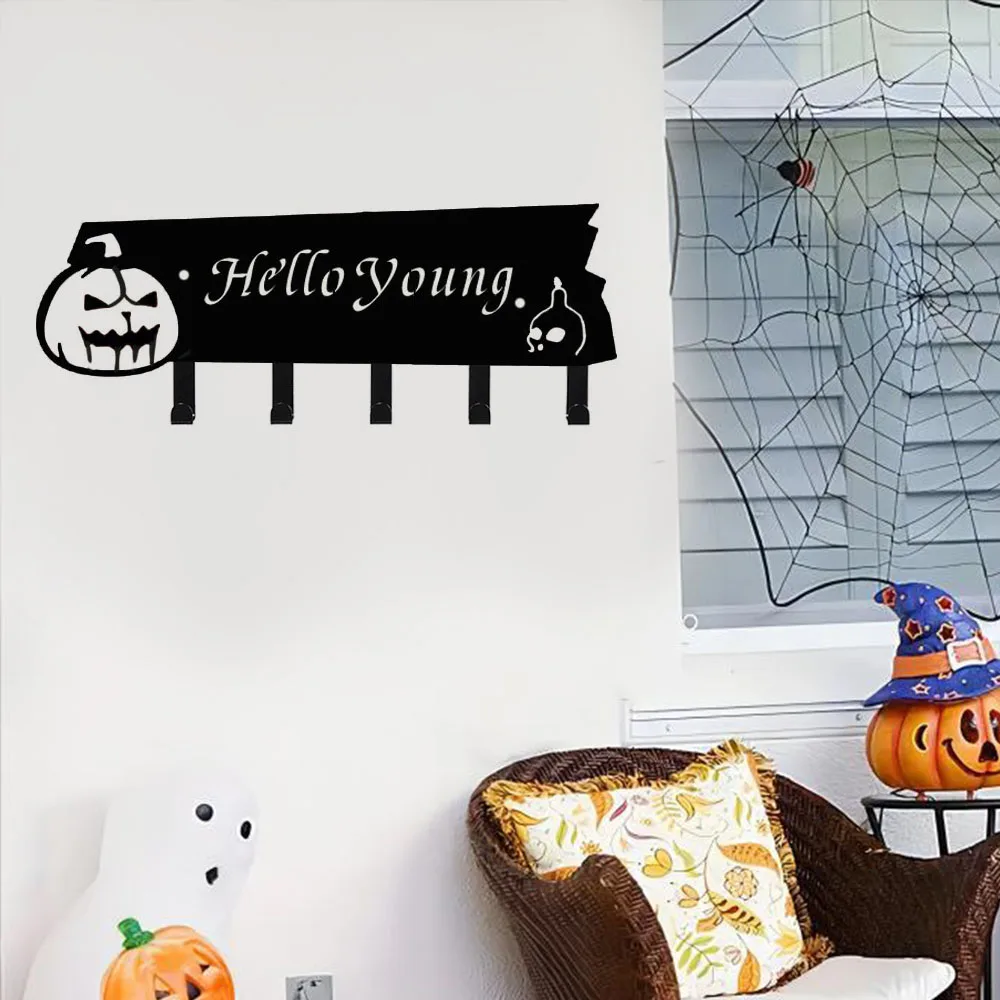 1pc Gracefully Designed Eerie Metal Decorative Hook - A Handy Storage Rack with a Terrifying Halloween  Pumpkin-Shaped Decor