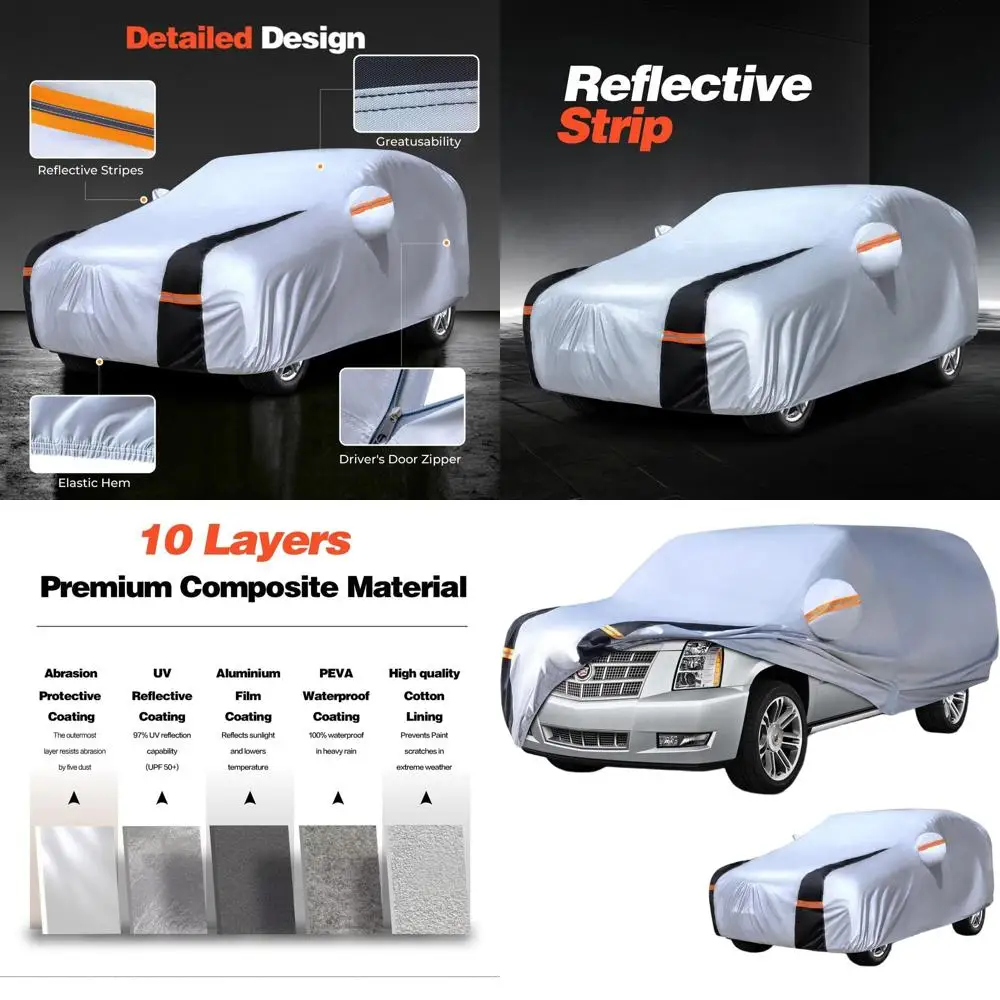 

SUV Car Cover Waterproof All-Weather Heavy Duty Outdoor Full Exterior Protection Rain Sun Wind UV Hail