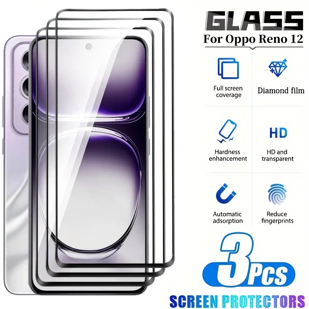 3pcs Tempered Glass Screen Protectors for Oppo Reno 12 13 14 11 10 9 8 7 F FS 4G 5G X Z T SE K Lite Pro Pro+ For OPPO Find N5 N3