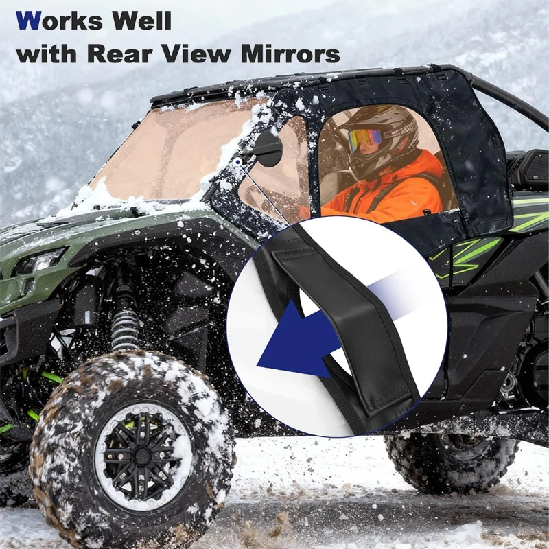 Soft Cab Enclosure Upper Doors for 2020+ Kawasaki Teryx KRX 1000 Resistant to Water Punctures & Abrasions Heavy-Duty