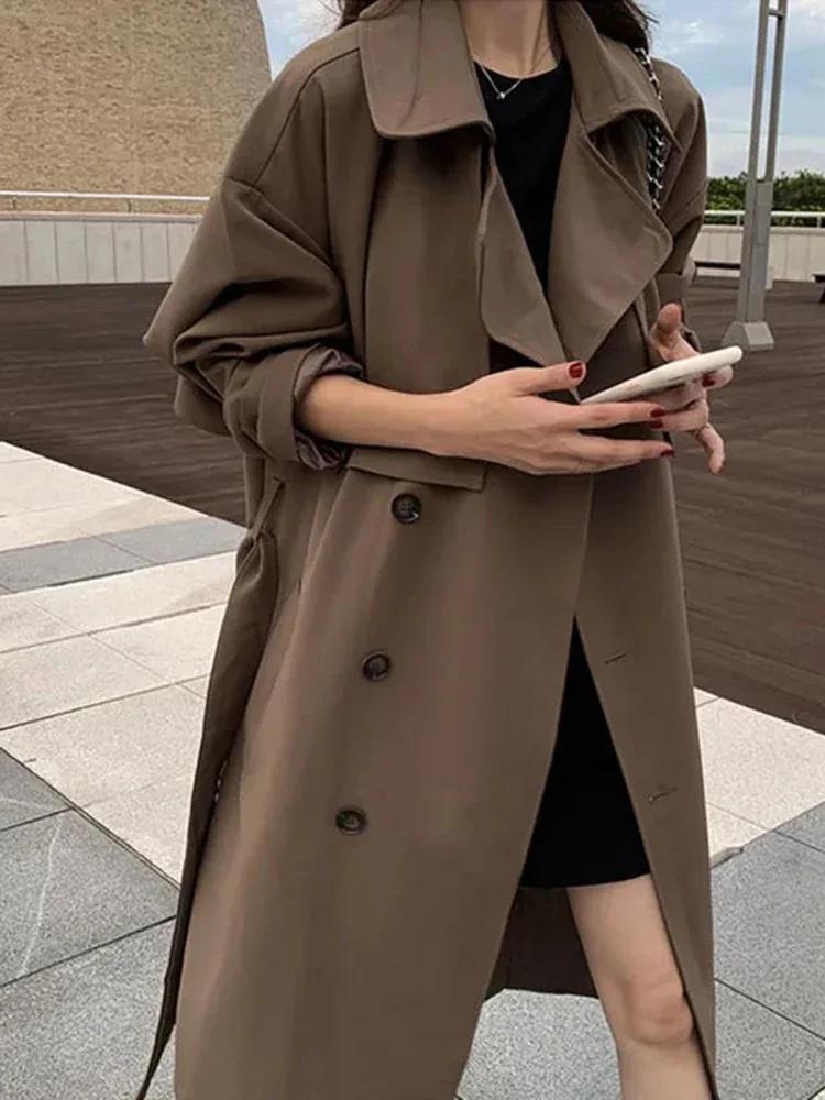 Casual Lovers Double Breasted Long Trench Coats Korean Fashion Couple Jackets Coats High Qulity Fall Chaqueta New Outwear A323