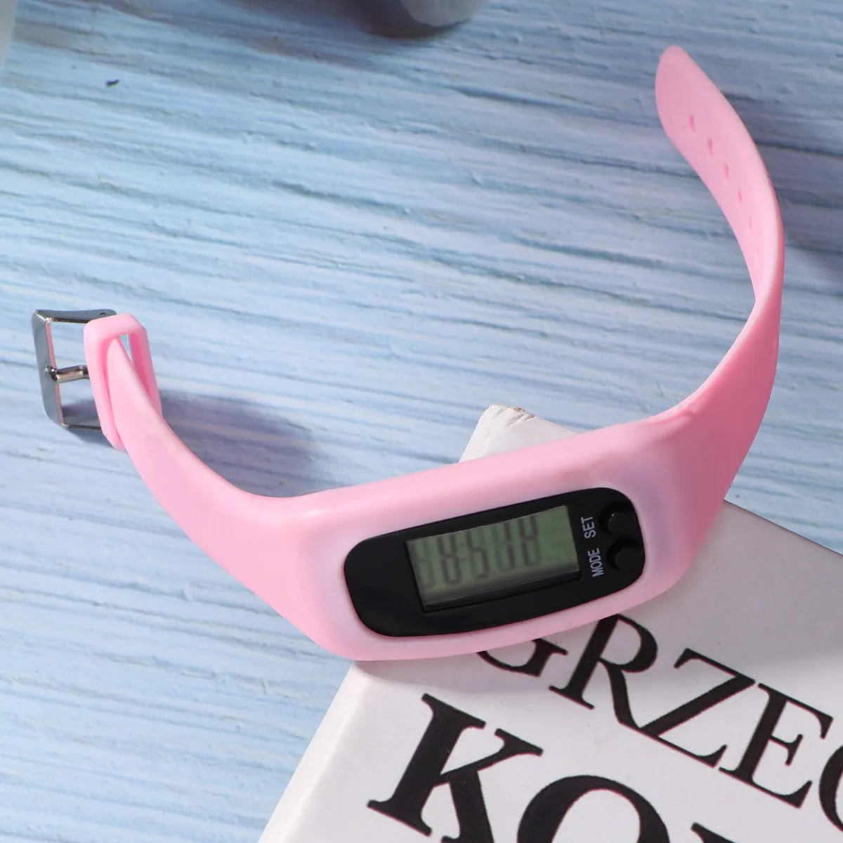 1Pcs Smart Pedometer Sports Watch Pink Detachable Silicone Band Running Walking Step Counter Wristband Outdoor Hiking Camping
