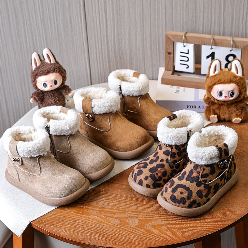 

2025 Kids shoes Slip-on Warm Cotton Boots Winter Round Toe Shoes Children Comfortable Platform Kids Snow Boots botas de niña