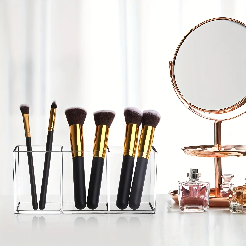 Organisateur de pinceaux de maquillage en acrylique, organisateur de bureau de vanité, organisateur de cosmétiques, porte-stylo de rouge à lèvres, Style haut de gamme de luxe