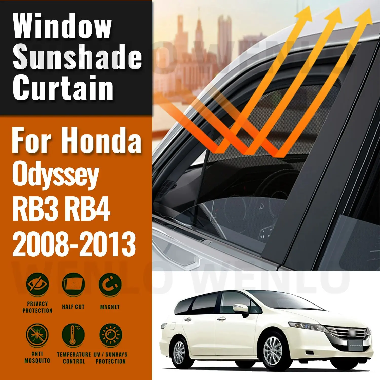 

For Honda Odyssey RB3 RB4 2008-2013 Magnetic Car Sunshade Shield Front Windshield Frame Curtain Rear Side Window Sun Shade