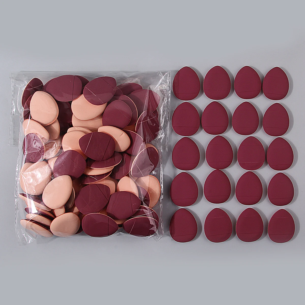 30/50/100PCS super affordable teardrop-shaped mini powder puff set, non-sticking powder cushion thumb powder puff makeup tool