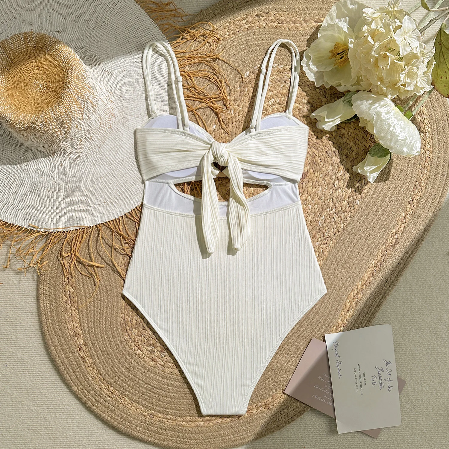 Bikini Sexy Solid Color One Piece Swimsuit for Women High Waist Hollow Out Monokini Beach Vacation Fashion Swimwear 2025 New