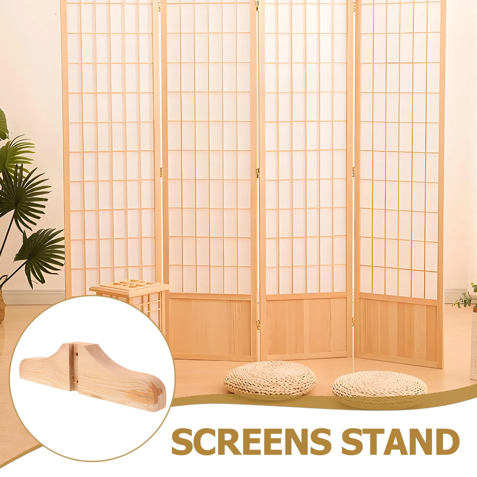 2 pcs Divider Base Room Support Screen Partition Privacy Stand Halloween Christmas New Year Foldable Stand Floor Standing Wooden