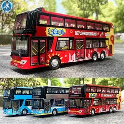 High quality 1:42 alloy large double decker bus model,simulation of urban tourism bus toys,original packaging gift box,wholesale