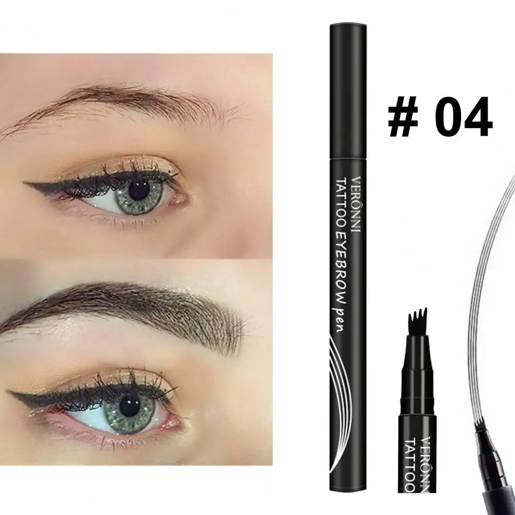 Lápis de sobrancelha líquido com quatro escova garfo, impermeável Eye Brow Liner, fácil de cor, Sobrancelha Definição, Maquiagem Suprimentos