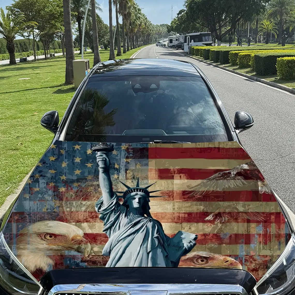 

Виниловая пленка на капот автомобиля с узором статуи Свободы, устойчивая к ультрафиолетовому излучению, легко наносимые декоративные наклейки, подходят для