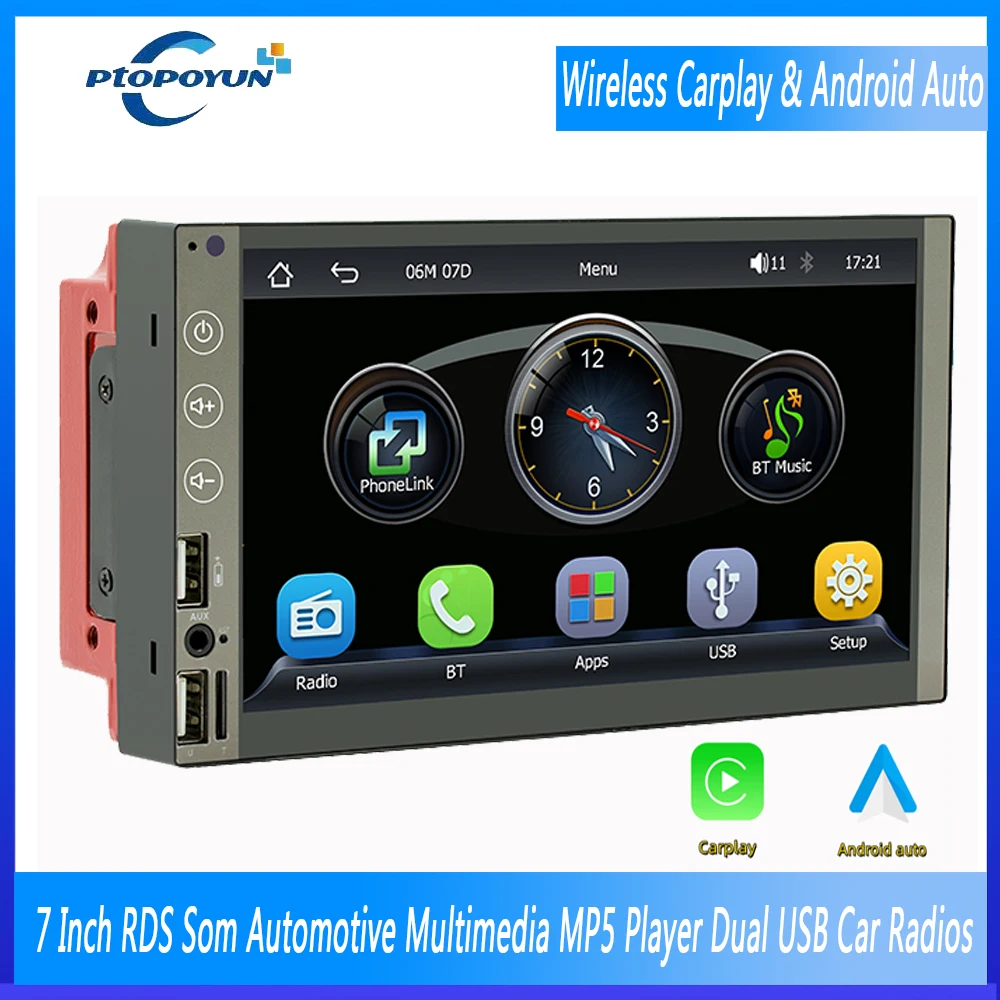 

Ptopoyun 2din Wireless Carplay Car Radio 7 inch Autoradio Multimedia MP5 Player Car Stereo Bluetooth USB TF FM For Toyota Honda