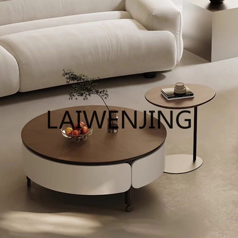 

Italian creative coffee table combination household living room storage drawer high-end paint round movable
