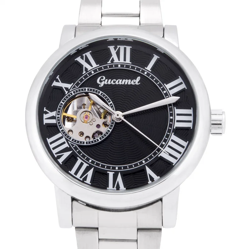 UTHAI M37 새로운 스퀘어 남성용 시계 투명 중공 패션 비즈니스 벨트 완전 자동 기계식 시계, 남성용 시계