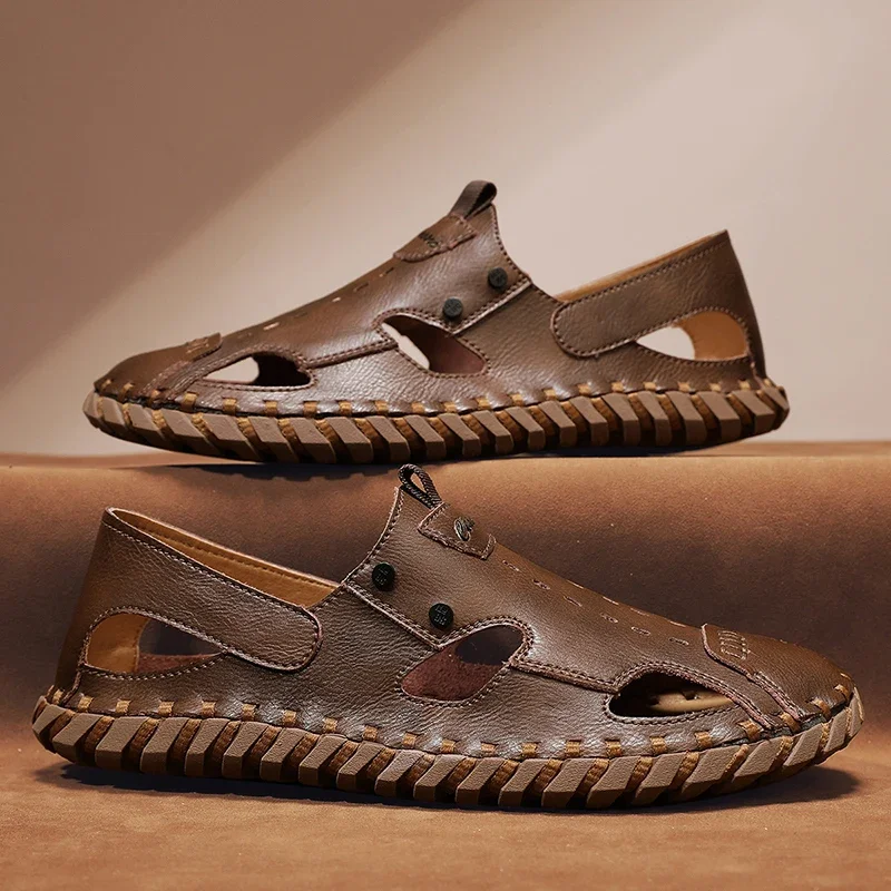 

Roman Leather Handmade Men's Shoes Business Casual Shoes New Beach Platform Sandals Outdoor Men Sandals Walking Designer Sandals