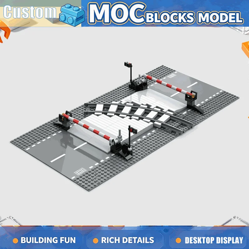 200PCS MOC Railway Level Crossing Train Track Junction Model Building Blocks Custom Puzzle Assembly Creative Education Toy Gift