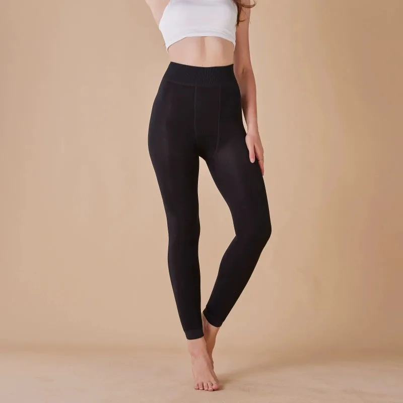 Warm Winter Women Leggings Slim High Waist Elastic Thick Thermal Fleece Tights Female Street Sexy Black Translucent Pantyhose