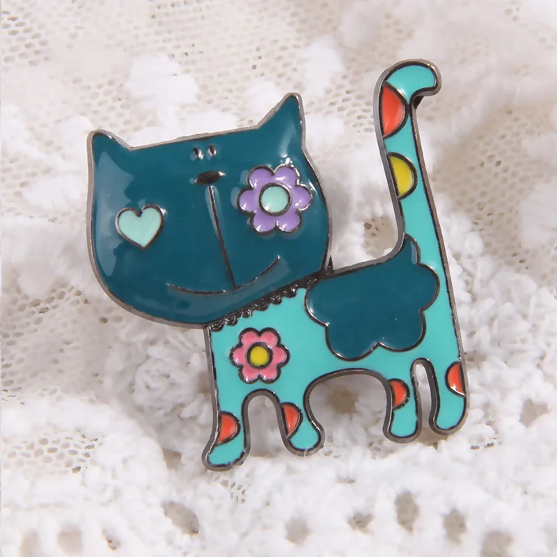 New Fashion Sweet Cartoon Enamel Coloful Cats Metal Brooch Creative Clothing Bag Accessories Badge Collar Pins Brooches