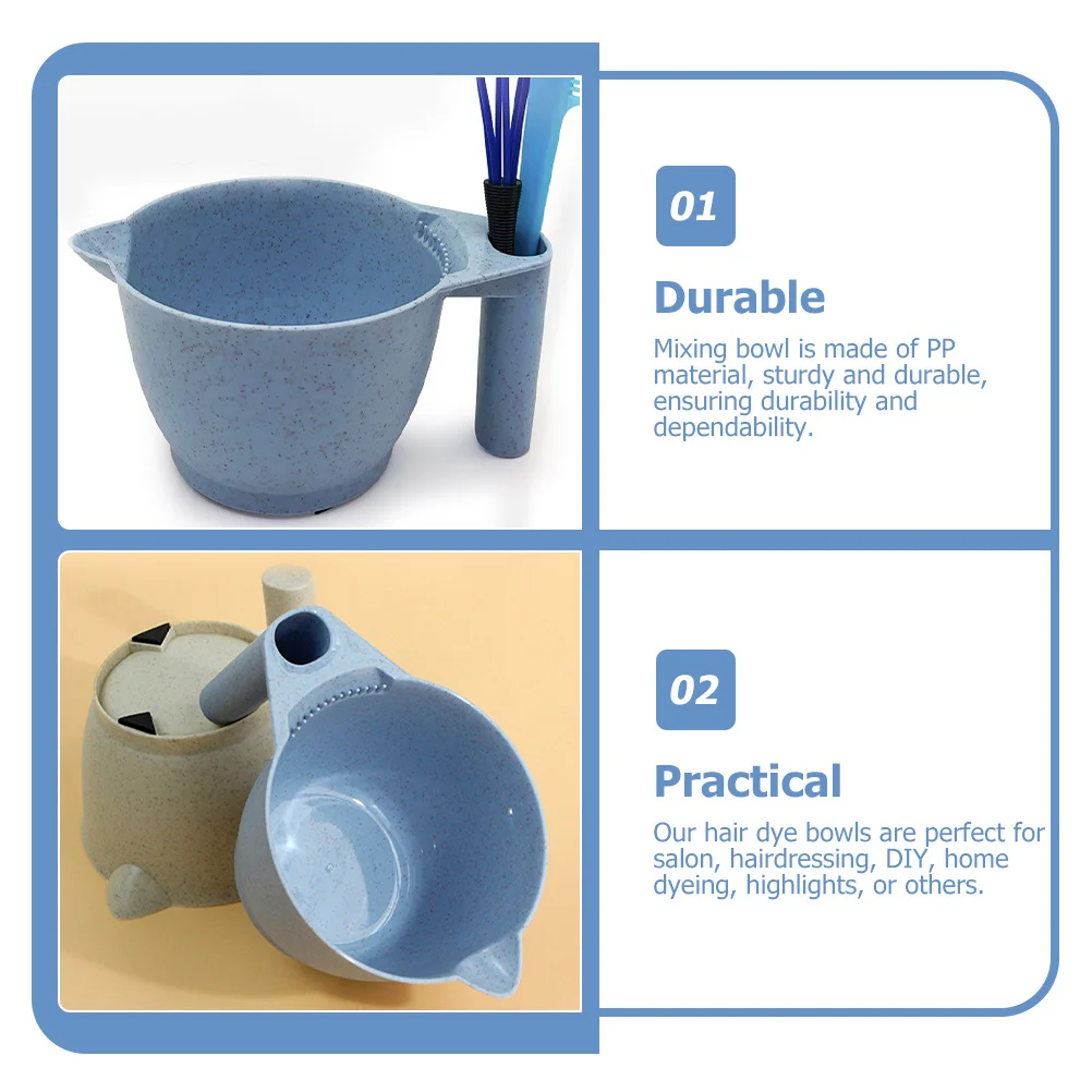 

2Pcs Hair Dye Mixing Bowls Sturdy PP Material Comfortable Grip for Home Salon DIY Hair Color Tinting Tools Tint Bowl