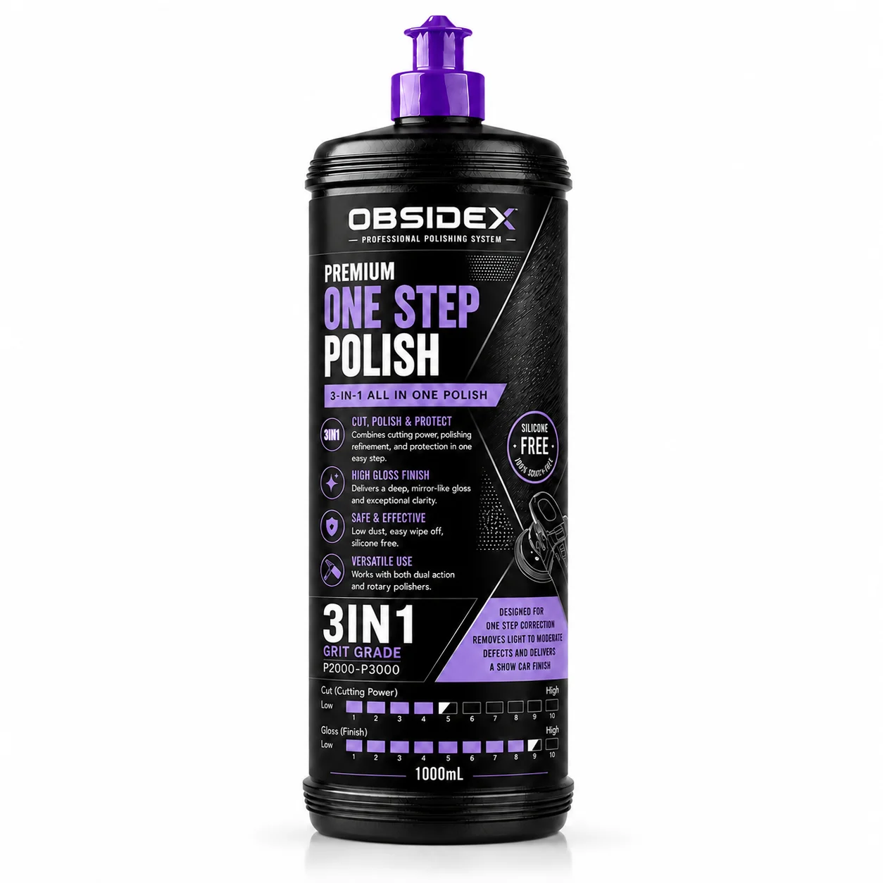 OBSIDEX Premium One Step Polish – 3‑in‑1 Cut, Polish & Protect, Swirl & Oxidation Remover, Mirror Gloss Finish