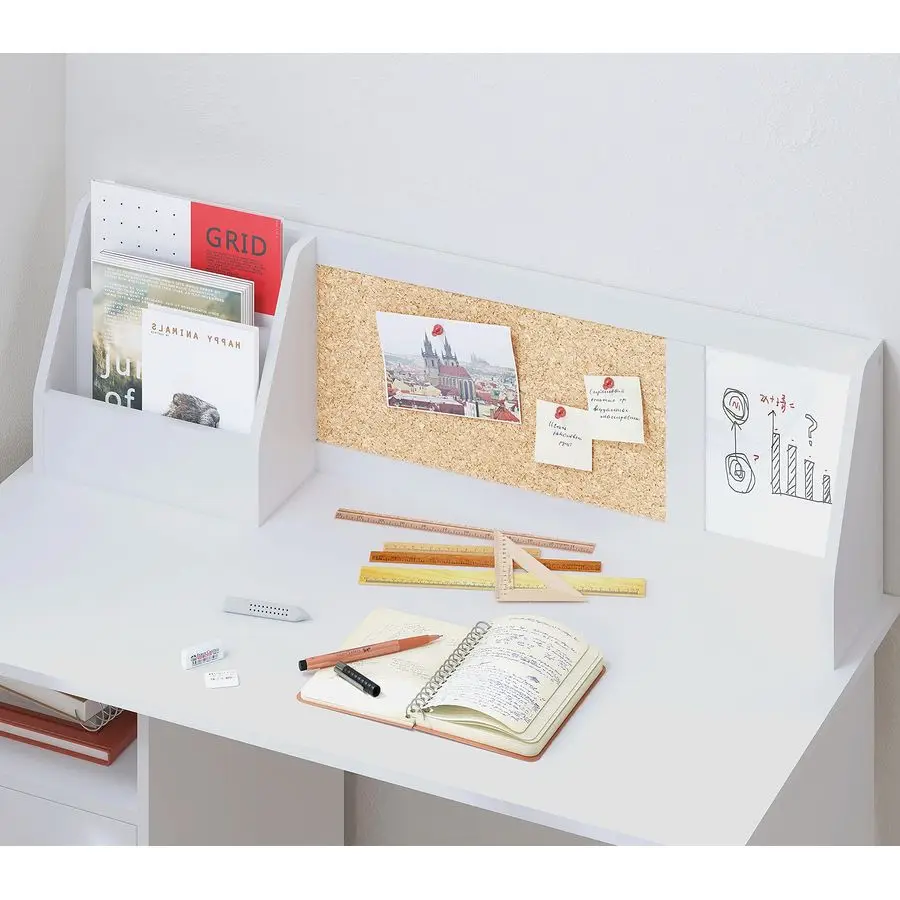 مكتب دراسة للأطفال مع مساحة تخزين، طاولة دراسة مدرسية خشبية للأطفال مع حافظة وخزانة تخزين للفتيات والأولاد والطلاب بعمر 38 عامًا